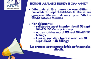 Dta74 - Dates reprise Section Compétition La Balme de Sillingy et Cran Annecy