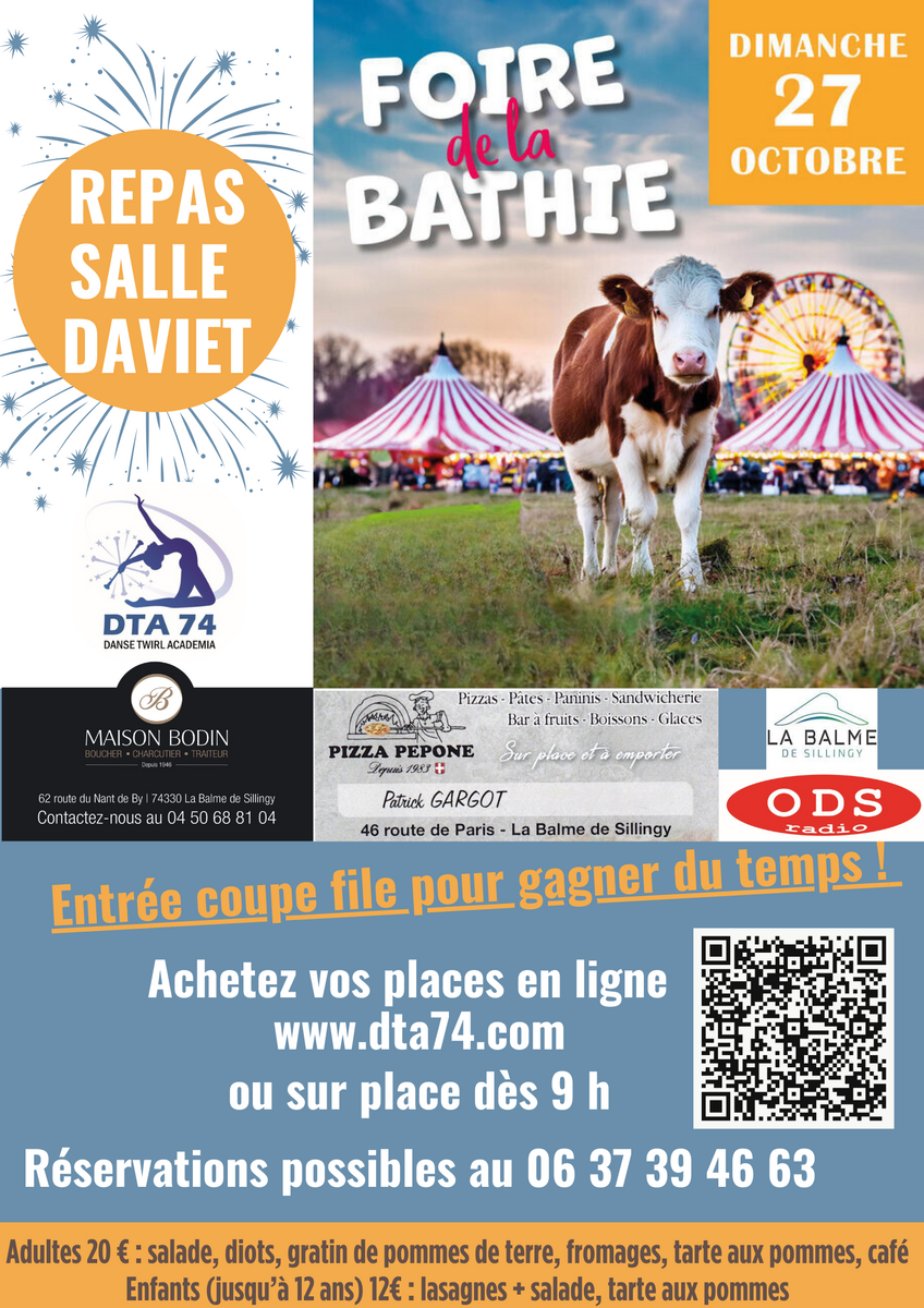 Foire de la Bathie - 27 octobre 2024 - Repas Salle Daviet 