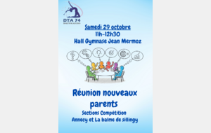 Réunion information nouveaux parents compétition La Balme de Sillingy + Annecy