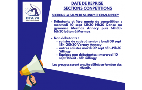 Dta74 - Dates reprise Section Compétition La Balme de Sillingy et Cran Annecy